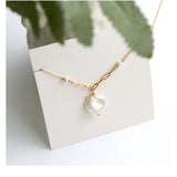 Baroque Pearl Pendant Necklace 14K Plated Chain Choker