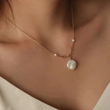Baroque Pearl Pendant Necklace 14K Plated Chain Choker