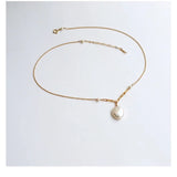 Baroque Pearl Pendant Necklace 14K Plated Chain Choker