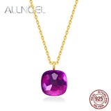 Amethyst Candy Style Pendant Necklace 925 Sterling Silver Plated Fine Jewelry