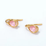 925 Silver Rose Quartz Earrings Plated Wedding Jewelry