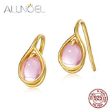 925 Silver Rose Quartz Earrings Plated Wedding Jewelry