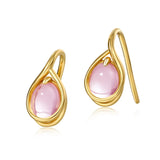 925 Silver Rose Quartz Earrings Plated Wedding Jewelry