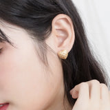 925 Silver Heart Stud Earrings Sand Blast Plated