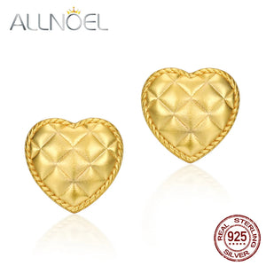 925 Silver Heart Stud Earrings Sand Blast Plated