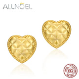 925 Silver Heart Stud Earrings Sand Blast Plated