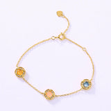 925 Silver Bracelet Candy Style Yellow Zircon Plated Birthday Gift