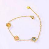 925 Silver Bracelet Candy Style Yellow Zircon Plated Birthday Gift