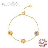 925 Silver Bracelet Candy Style Yellow Zircon Plated Birthday Gift
