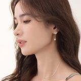 925 Silver Dangle Earrings Snowflake Water Drop Shell Pearl Jewelry Gift