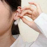 925 Silver Sun Flower Zircon Earrings Wedding Jewelry