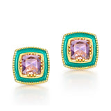 925 Silver Amethyst Diamond Earrings Women Wedding Jewelry