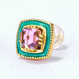 925 Silver Amethyst Diamond Earrings Women Wedding Jewelry