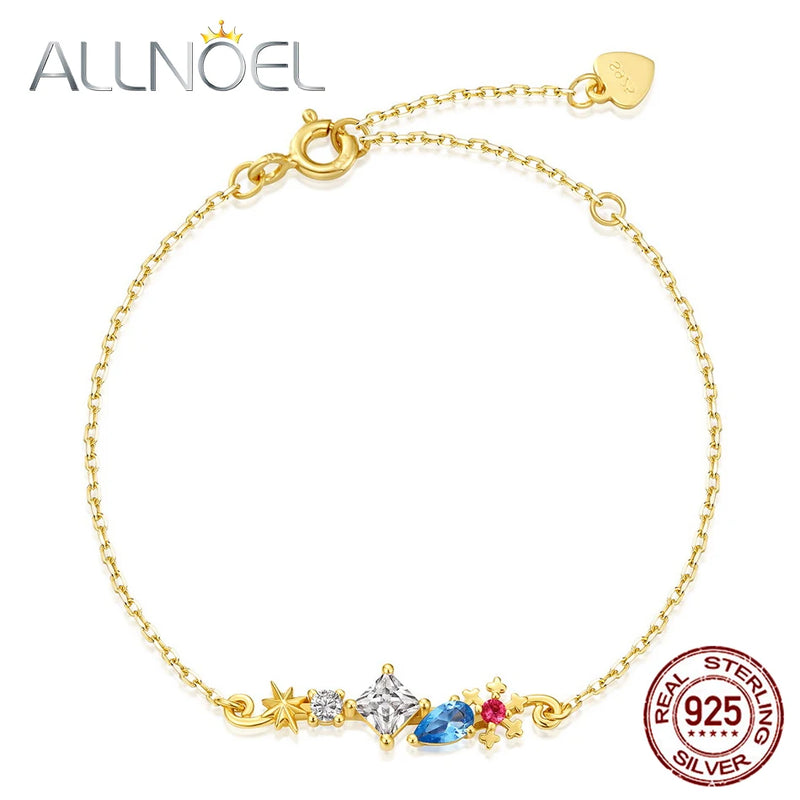 925 Silver Bracelet Women 5*3mm Zirconium Moon Star Jewelry
