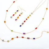 925 Silver Rainbow Zircon Hook Earrings Colorful Gemstones Fine Jewelry