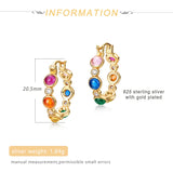 925 Silver Hoop Earrings Colorful Red Corundum & Green Zircon Fine Jewelry