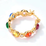925 Silver Hoop Earrings Colorful Red Corundum & Green Zircon Fine Jewelry