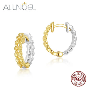925 Silver Hoop Earrings 2 Plated Hollow Small Circle Statement Style