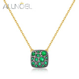 925 Silver Necklace Red Crystal Zircon Honeycomb Pendant Jewelry