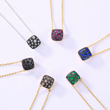 925 Silver Necklace Red Crystal Zircon Honeycomb Pendant Jewelry