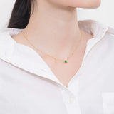 925 Silver Green Nano Zircon Necklace for Women