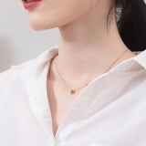 925 Silver Green Nano Zircon Necklace for Women