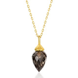 925 Silver Necklace Women Natural Smoky Quartz Diamond Wedding Jewelry