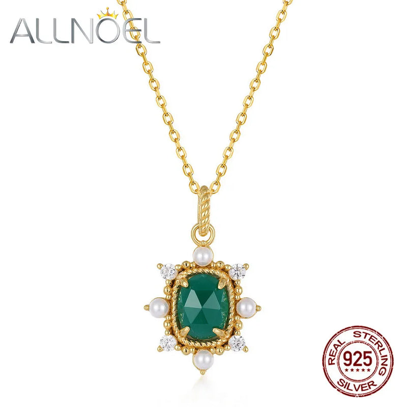 925 Silver Necklace Women Turquoise Shell Pearl Pendant