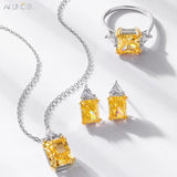 925 Silver Pendant Necklace Yellow Zircon Fine Jewelry Gift