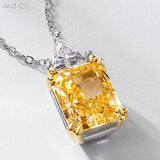 925 Silver Pendant Necklace Yellow Zircon Fine Jewelry Gift