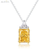 925 Silver Pendant Necklace Yellow Zircon Fine Jewelry Gift