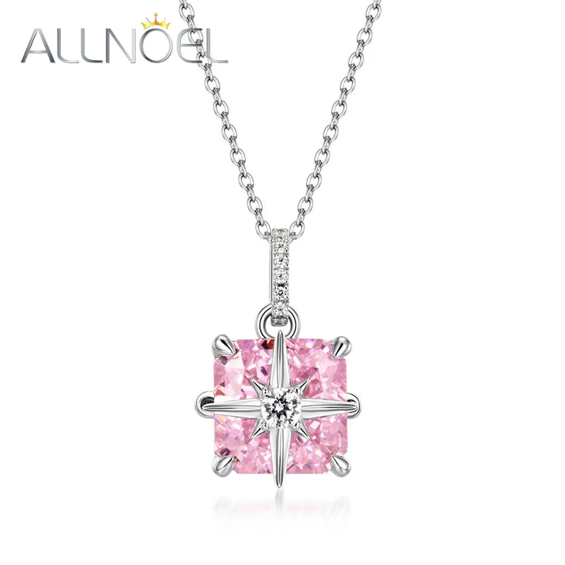 925 Silver Pink Gemstone Pendant Necklace For Women Anniversary Jewelry