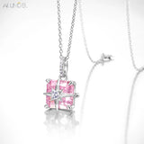 925 Silver Pink Gemstone Pendant Necklace For Women Anniversary Jewelry