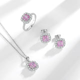 925 Silver Pink Gemstone Pendant Necklace For Women