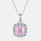 925 Silver Pink Gemstone Pendant Necklace For Women