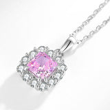 925 Silver Pink Gemstone Pendant Necklace For Women