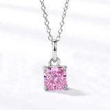 925 Silver Pendant Necklace Pink Gemstone Sweet Lovely Fine Jewelry