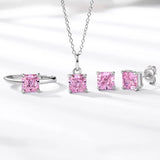 925 Silver Pendant Necklace Pink Gemstone Sweet Lovely Fine Jewelry