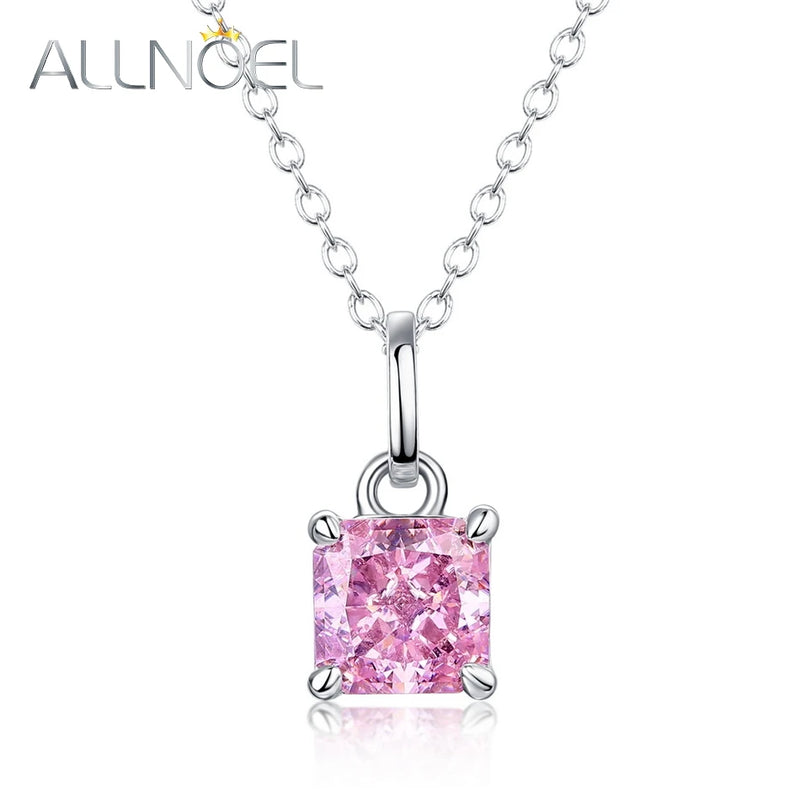 925 Silver Pendant Necklace Pink Gemstone Sweet Lovely Fine Jewelry