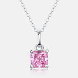925 Silver Pendant Necklace Pink Gemstone Sweet Lovely Fine Jewelry