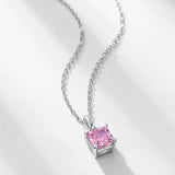 925 Silver Pendant Necklace Pink Gemstone Sweet Lovely Fine Jewelry