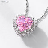 925 Silver Pendant Necklace Heart 10*10mm Lab Diamond Pink Zircon