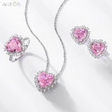 925 Silver Pendant Necklace Heart 10*10mm Lab Diamond Pink Zircon