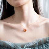 925 Silver Pendant Necklace Women Synthetic Citrine Yellow Gems Plated