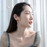925 Silver Pendant Necklace Women Synthetic Citrine Yellow Gems Plated