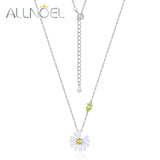 925 Silver Necklace Women Yellow CZ Daisy Flower Enamel Jewelry