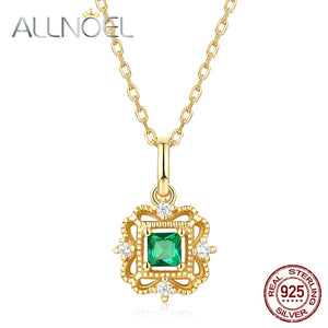 925 Silver Green Zircon Pendant Necklace Women