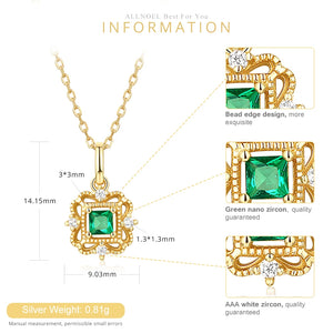 925 Silver Green Zircon Pendant Necklace Women