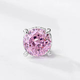 925 Silver Stud Earrings 8*8mm Round Pink Zircon Anniversary Jewelry