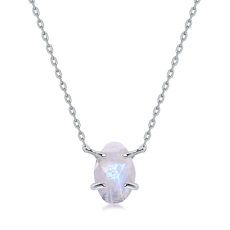 925 Silver Pendant Necklace Moonstone Aquamarine Gems Fine Jewelry
